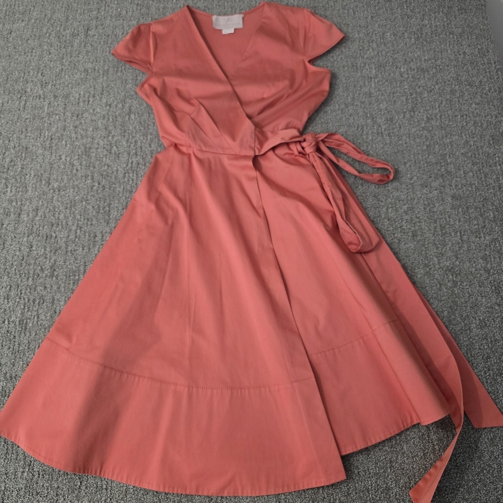 Gal Meets Glam Addison Dress 4 Coral Cotton Wrap Midi Fit Flare Desert Rose
